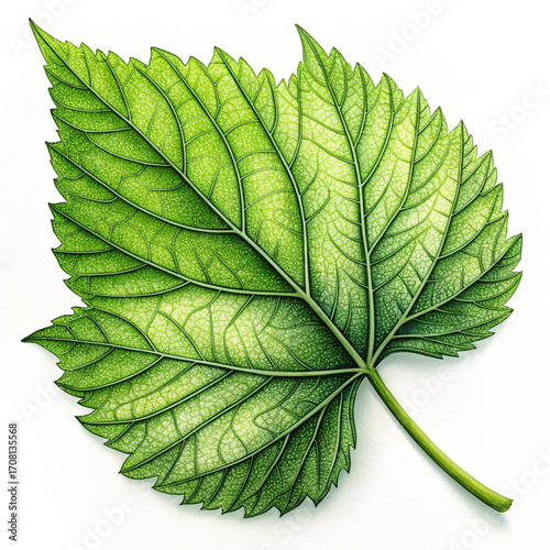 green leaf on white background
