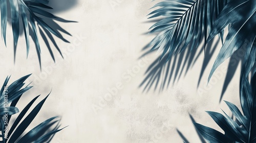 Palm leaf background with copy space, drawn simple tropical background