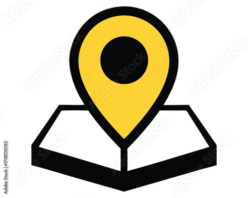 Map pointer icon with pin vector symbol