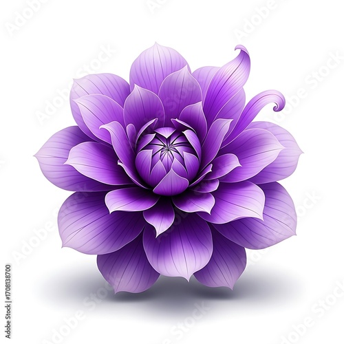 A vibrant, detailed illustration of a majestic purple flower, showcasing intricate detailing and a soft, elegant mood.