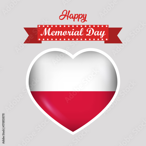 Happy Memorial Day Poland Flag Heart Banner Free Download Happy Memorial Day Poland Flag Heart Banner - GFXLoad
