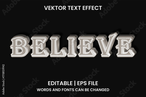 editable believe text effect