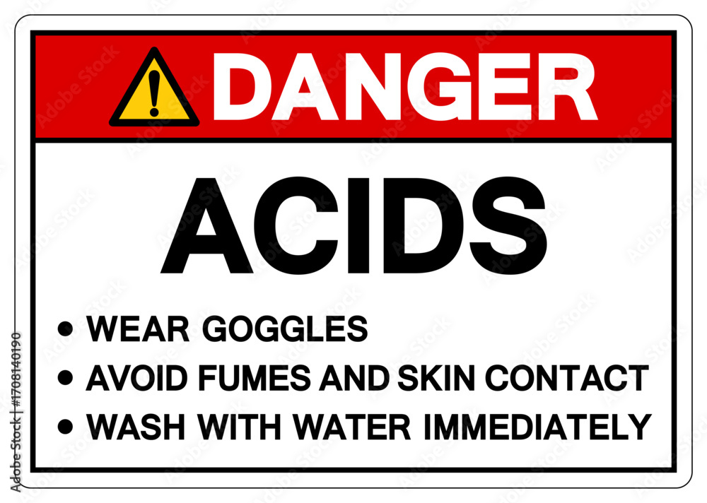 Fototapeta premium Danger Acid Wear Goggle Symbol Sign,Vector Illustration, Isolate On White Background Label.EPS10