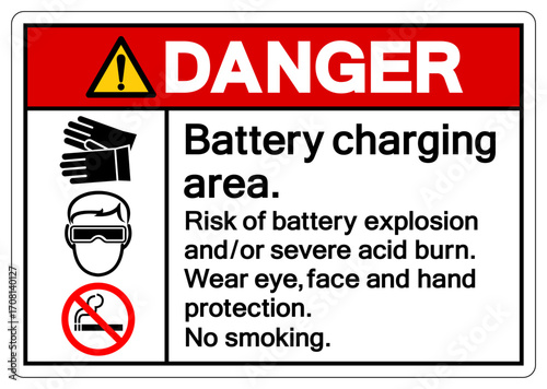 Danger Battery Charging Area Symbol Sign,Vector Illustration, Isolate On White Background Label.EPS10