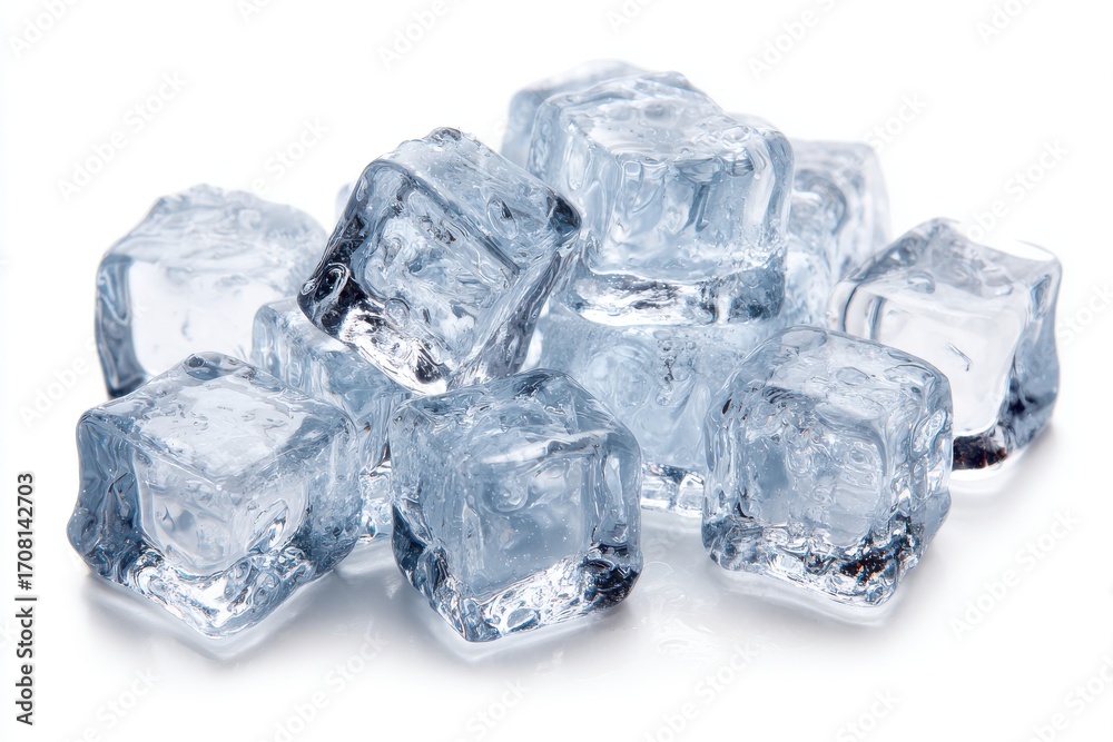 Obraz premium Finger-sized ice cubes, white background