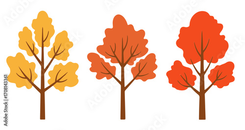 set of autumn trees svg illustration vector