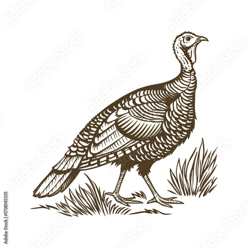 Photography Vintage Engraved Turkey Bird Illustration | Antique Thanksgiving Vector