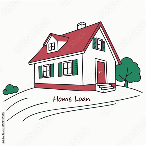 Illustration of a house with a home loan message