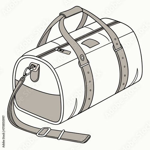Illustration of a duffel bag with strap