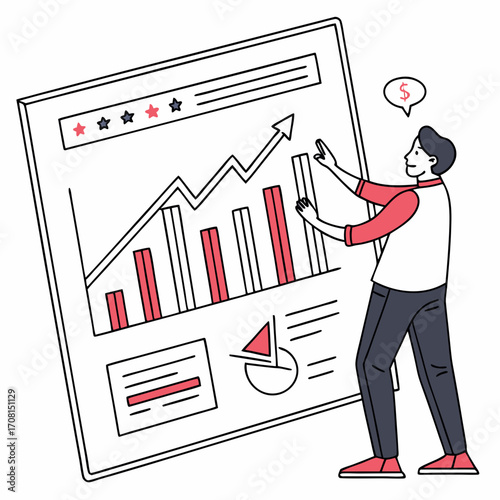 Man analyzing business growth chart