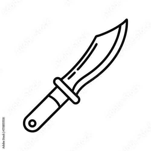 Outline icon of a sugarcane knife or billhook on a white background
