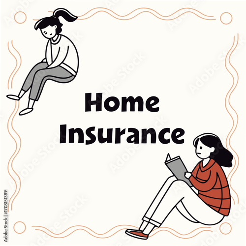 Home insurance concept with people, vector design