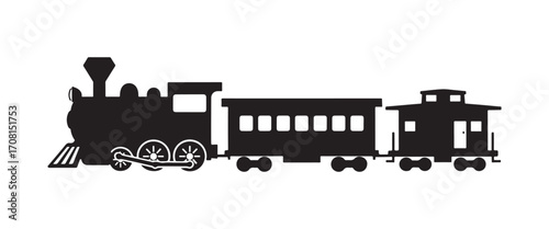 Train symbol. Dark outline. Lateral perspective. Vector basic flat graphic depiction. Standalone item on a white backdrop. Isolate
