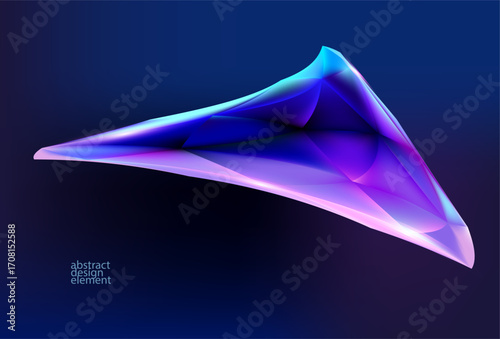 Abstract polygonal iridescent shapes in realistic design. Colorful glass vector crystals.