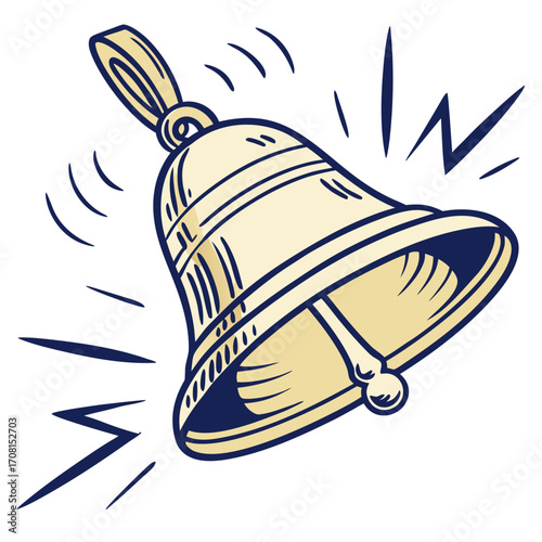 Illustration of a ringing bell with sound waves