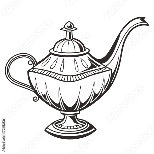 Vintage teapot with long spout drawing