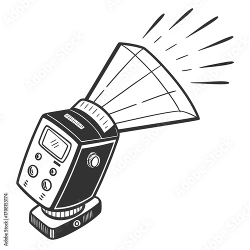Isometric illustration of a camera flash