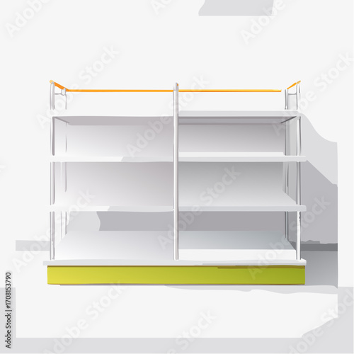 White Retail Display Shelf Unit with Yellow Base