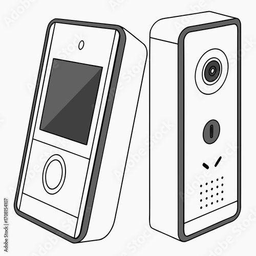 Smart video doorbell system in line art style