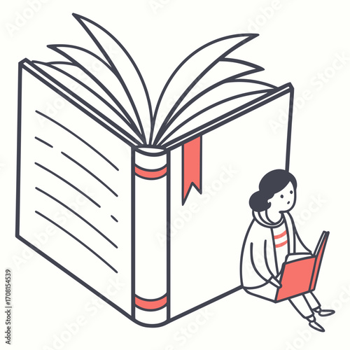 Girl reading book, education and knowledge concept