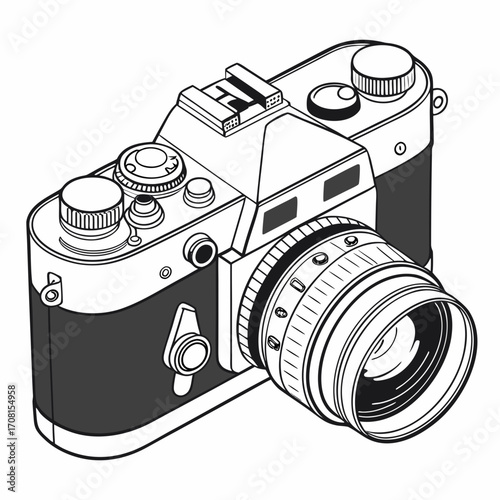 Vintage camera with lens and dials