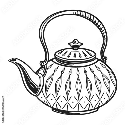 Hand drawn teapot for tea time and decoration