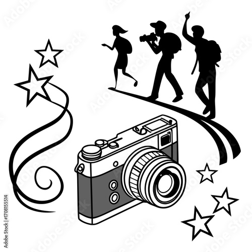 Photographers with camera and stars