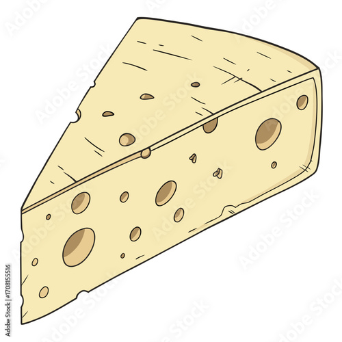 Piece of cheese with holes vector illustration