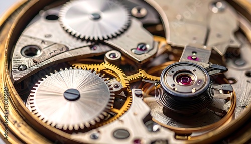 Wallpaper Mural Intricate view of a vintage watch movement reveals tiny gears, springs, and jewel bearings Torontodigital.ca