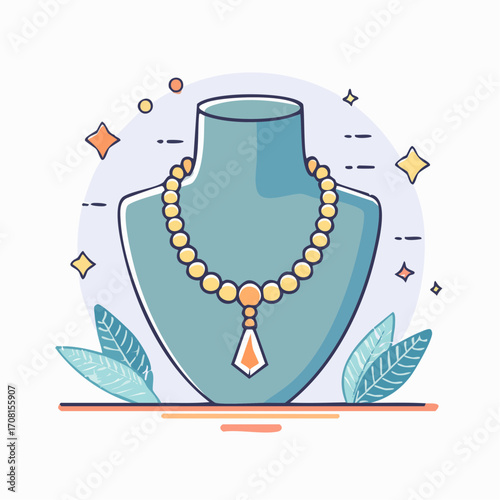 Elegant Beaded Necklace on Display Stand
