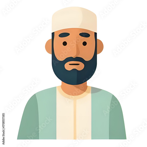 Flat illustration of a man wearing traditional Middle Eastern attire.