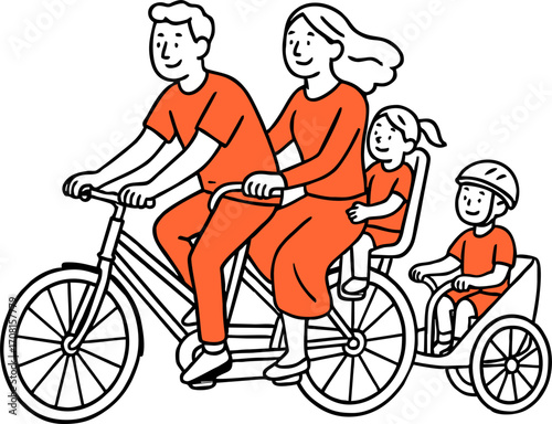 hand drawn style  Flat vector design ilustration family 
 riding bicycle