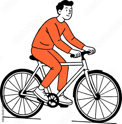 hand drawn style  Flat vector design ilustration man  
 riding bicycle