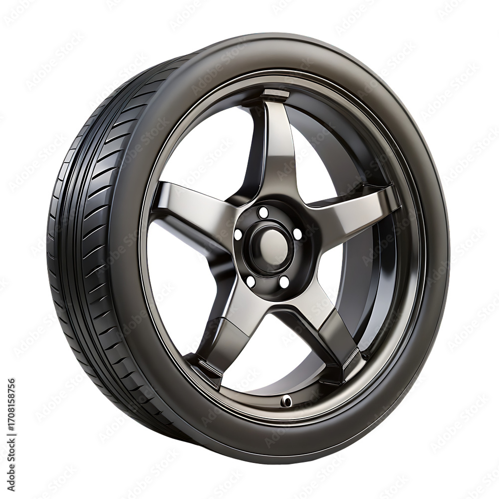 Obraz premium a wheel with a black rim isolated on white background ,PNG.AI Generated.