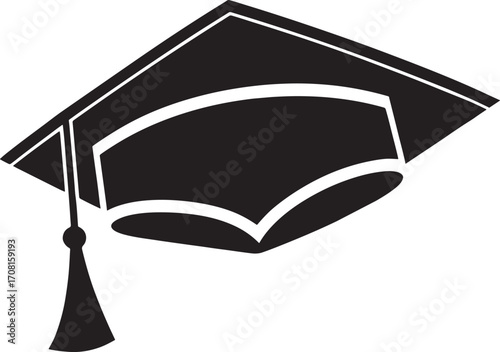 Black and White Graduation Cap Illustration