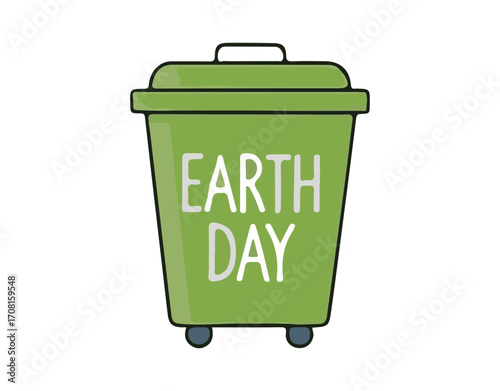 green trash can isolated