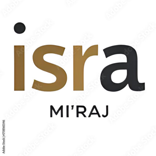 Isra Mi'raj logo featuring stylized lettering in gold and black.
