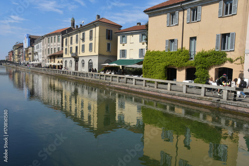 The Navigli are a system of navigable canals in Milan and a characteristic area of the city, like the Darsena and recreational activities such as aperitifs and markets.