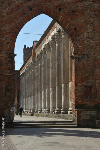 The Columns of San Lorenzo are an ancient late Roman construction in Milan near the Ticinese gate. The columns are one of the few surviving relics of imperial Milan.