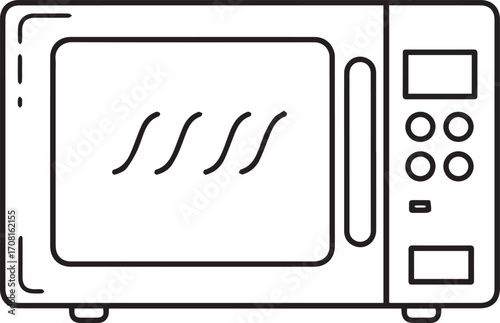 Simple Line Art Microwave Oven Icon kitchen appliance