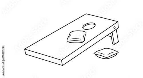 Playing Cornhole Game Illustration with Bean Bags