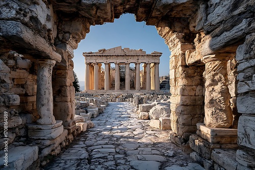 Wallpaper Mural Greek temple parthenon framed evening sunlight high resolution picture Torontodigital.ca