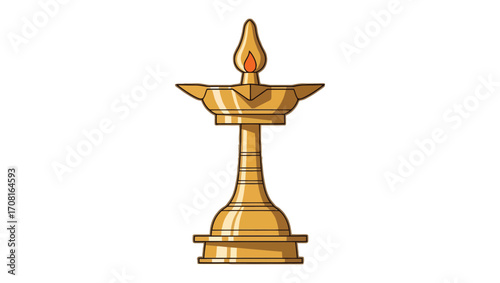 Golden Oil Lamp with Flame A Symbol of Light and Tradition
