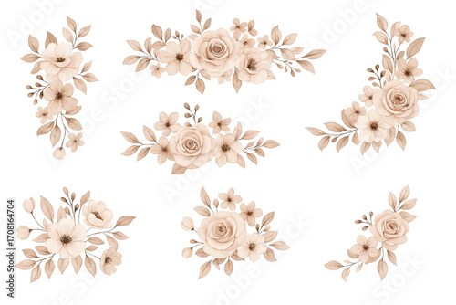 Elegant Watercolor Rose Floral Arrangements for Wedding and Decoration