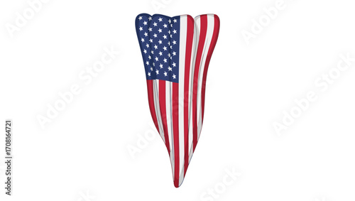 Patriotic American Flag Tooth Design Illustration
