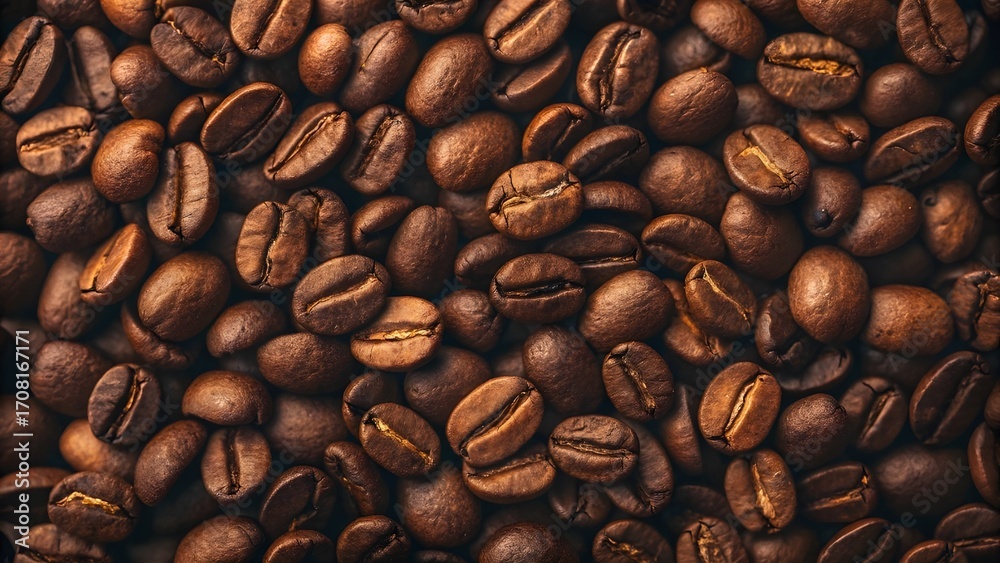 Naklejka premium Roasted Coffee Beans Macro