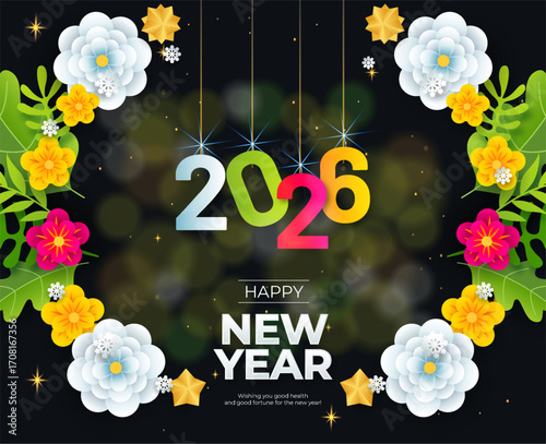 New year 2026 background in paper style