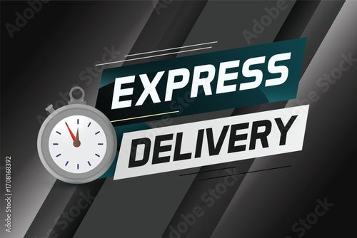Express delivery word concept vector illustration with stopwatch style for use landing page, template, ui, web, mobile app, poster, banner, flyer, background, gift card, coupon, label
