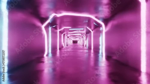 Minimalist Glowing Neon Tunnel Animation with Infinite Loop Effect