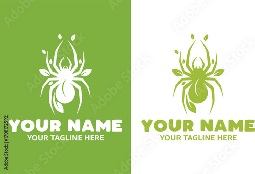 Minimalist Spider Leaf Logo Natural Health and Organic Brand Icon Design